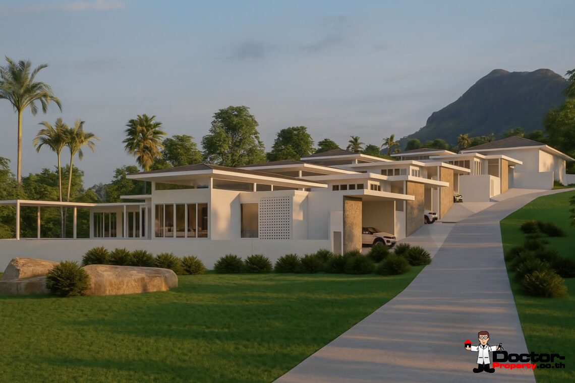Modern 3-4 Bedroom Pool Villa with Partial Sea View and Mountain View in Lamai, Koh Samui – For Sale