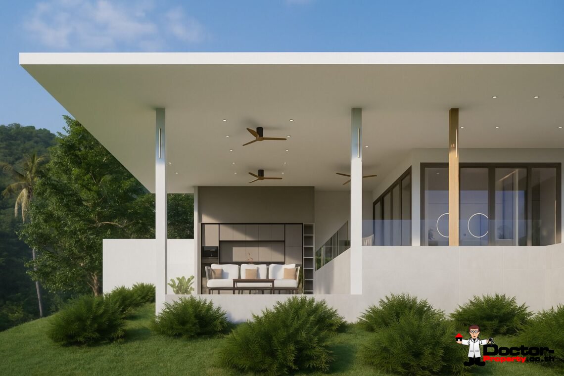 Modern 3-4 Bedroom Pool Villa with Partial Sea View and Mountain View in Lamai, Koh Samui – For Sale