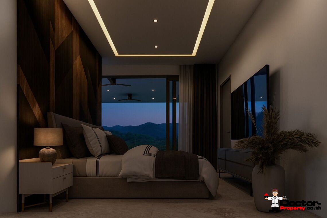 Modern 3-4 Bedroom Pool Villa with Partial Sea View and Mountain View in Lamai, Koh Samui – For Sale