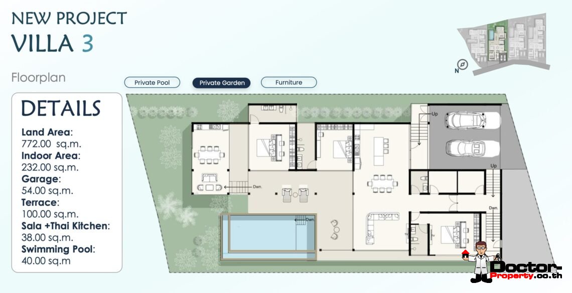 Modern 3-4 Bedroom Pool Villa with Partial Sea View and Mountain View in Lamai, Koh Samui – For Sale