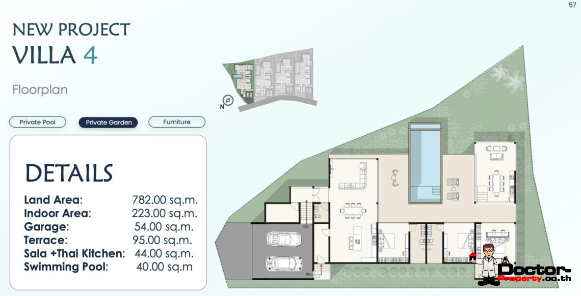 Modern 3-4 Bedroom Pool Villa with Partial Sea View and Mountain View in Lamai, Koh Samui – For Sale