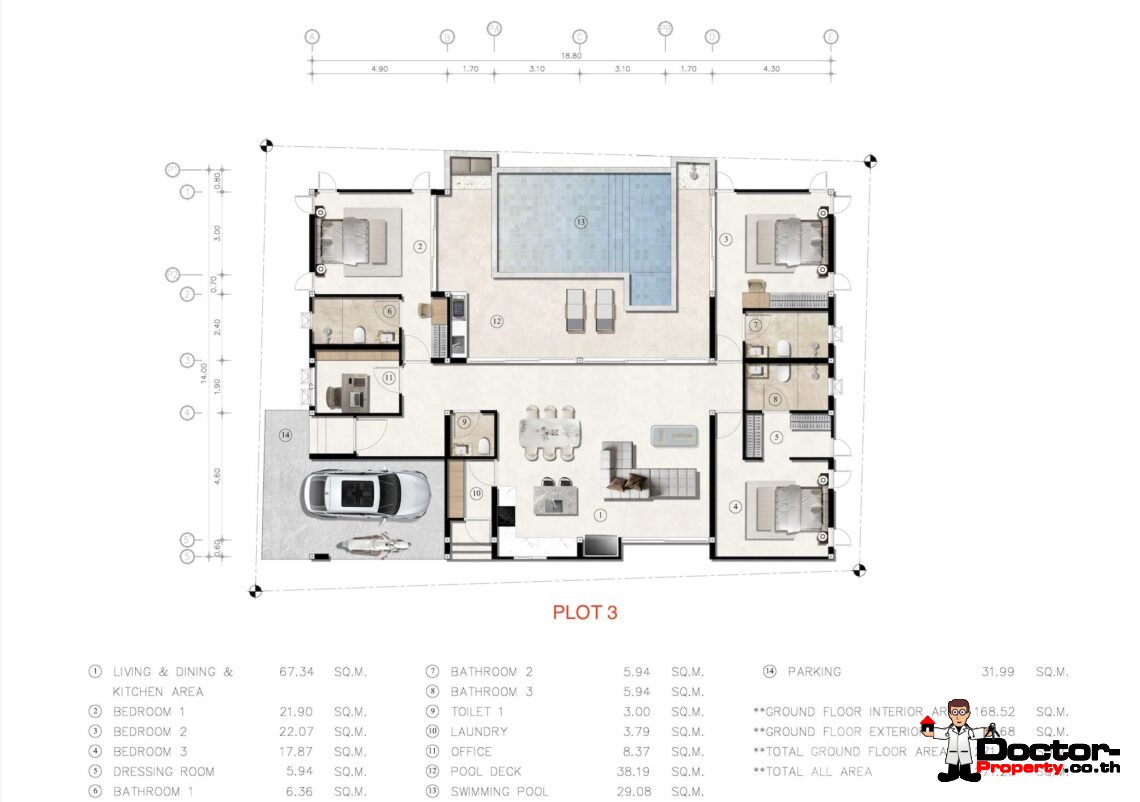 Modern Tropical 3 Bedroom Pool Villa in Lamai, Koh Samui – For Sale