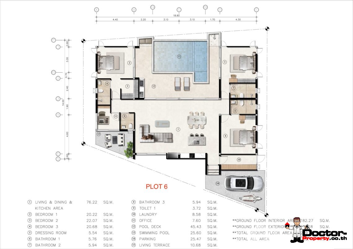 Modern Tropical 3 Bedroom Pool Villa in Lamai, Koh Samui – For Sale