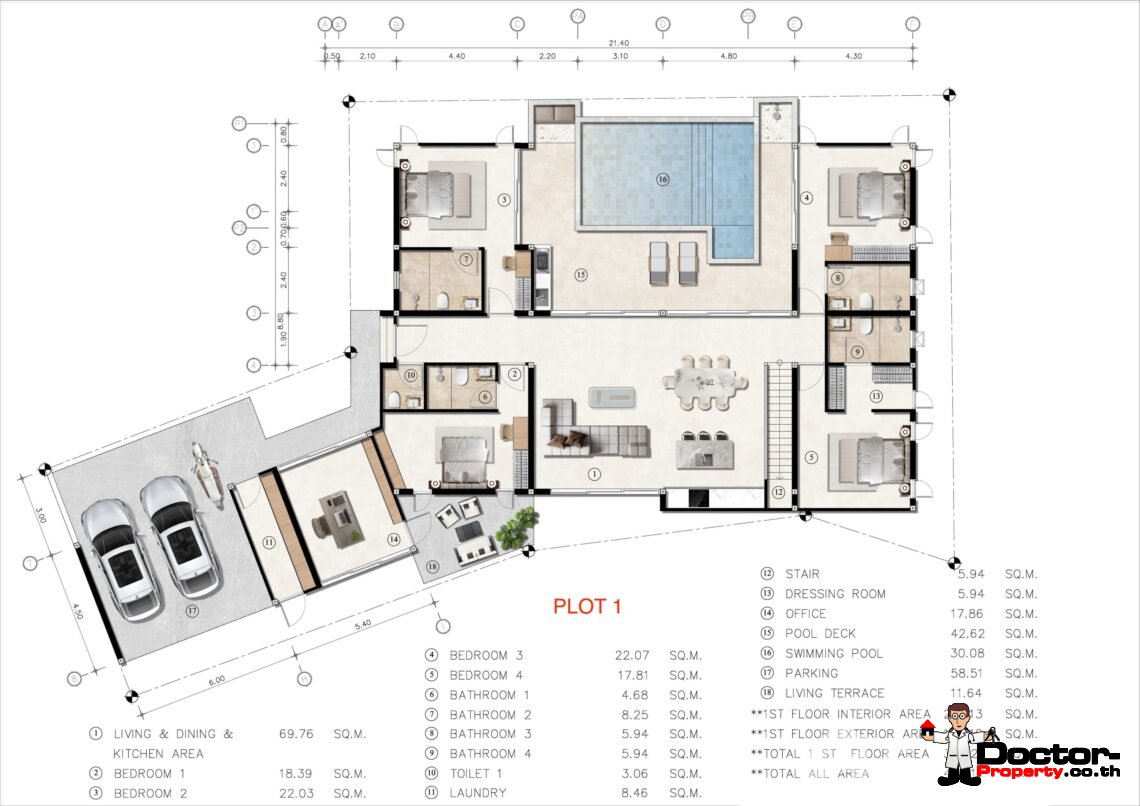 Modern Tropical 5 Bedroom Pool Villa in Lamai, Koh Samui – For Sale