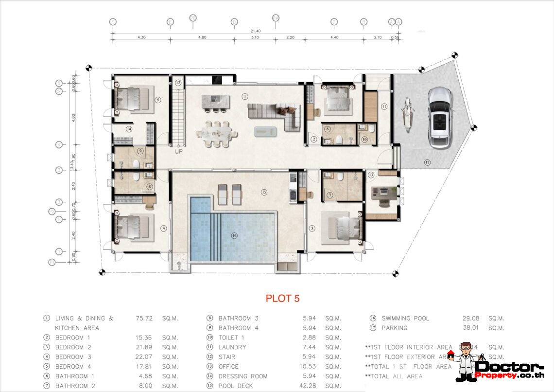 Modern Tropical 5 Bedroom Pool Villa in Lamai, Koh Samui – For Sale