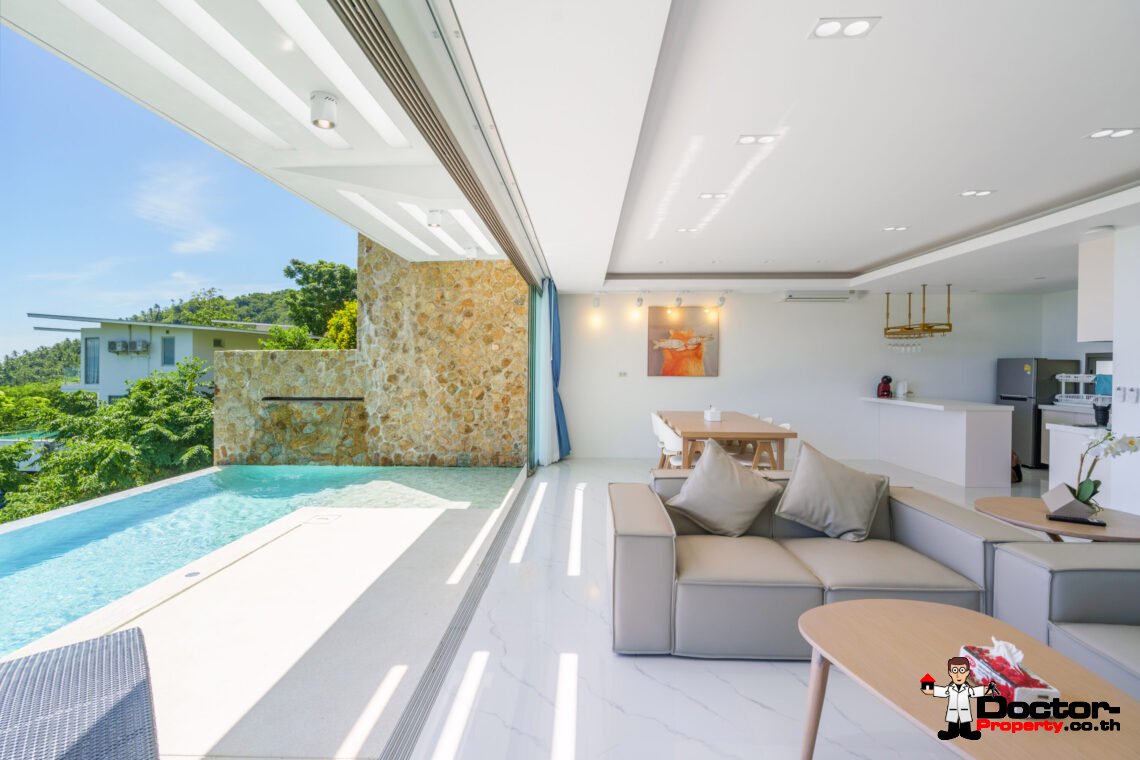 Modern 3 Bedroom Pool Villa with Sea View in Chaweng Noi, Koh Samui – For Sale