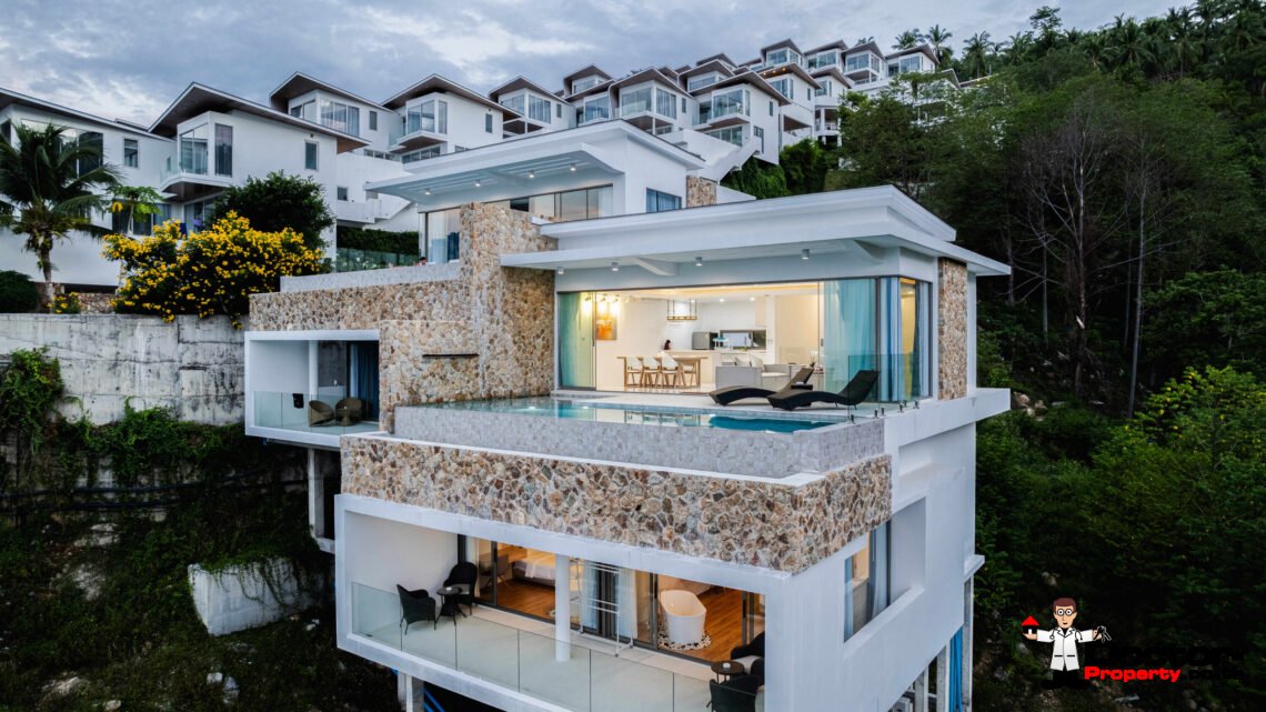 Modern 3 Bedroom Pool Villa with Sea View in Chaweng Noi, Koh Samui – For Sale