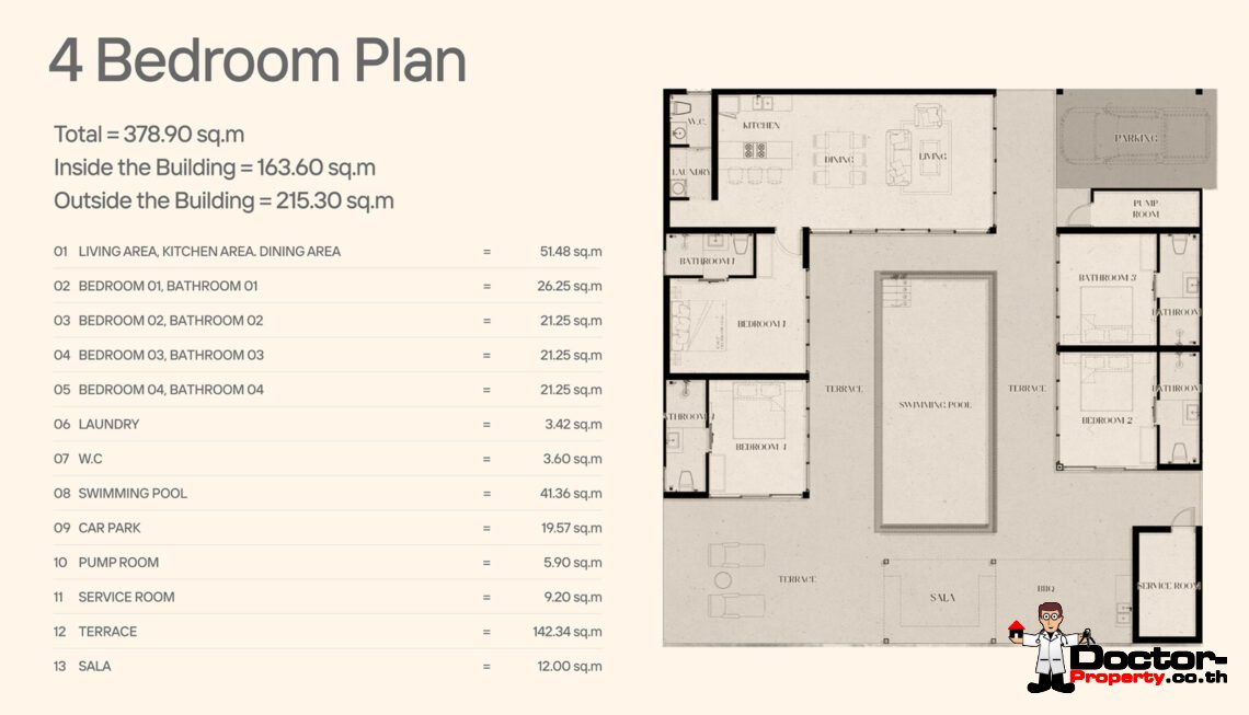 Modern 3-4 Bedroom Pool Villa in Chaweng, Koh Samui – For Sale