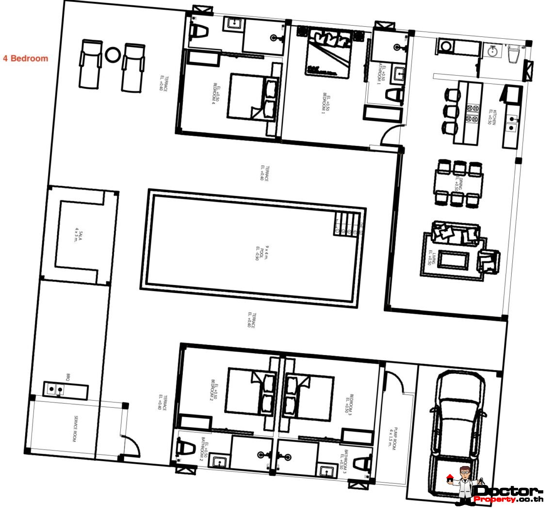 Modern 3-4 Bedroom Pool Villa in Chaweng, Koh Samui – For Sale