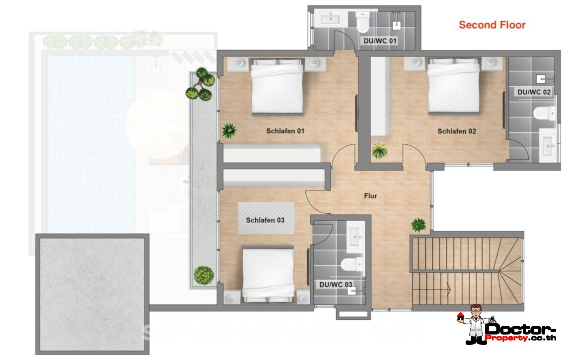 New 3 Bedroom Pool Villa with Partial Sea View in Ban Tai, Koh Samui – For Sale