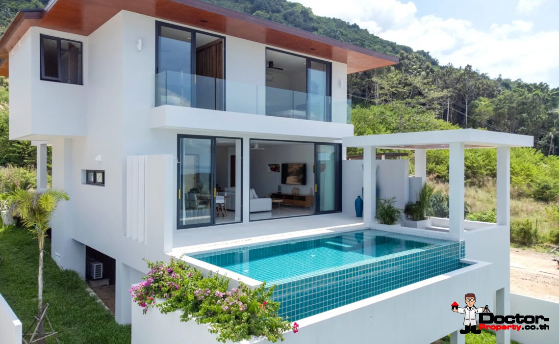 New 3 Bedroom Pool Villa with Partial Sea View in Ban Tai, Koh Samui – For Sale