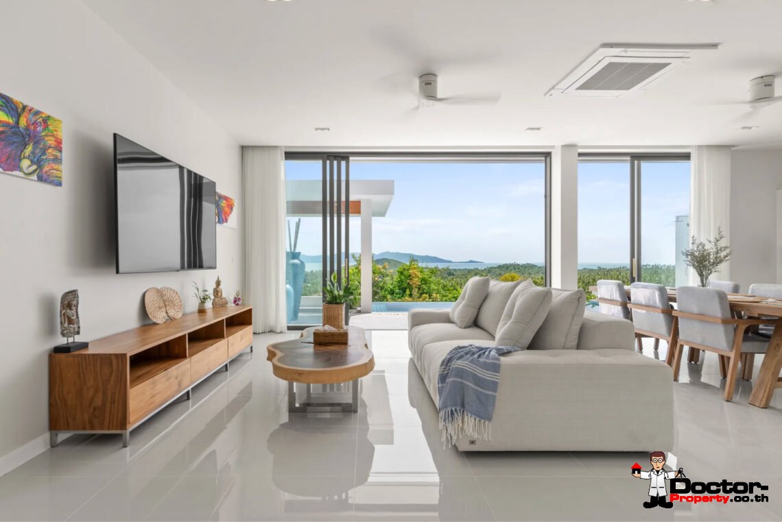 New 3 Bedroom Pool Villa with Partial Sea View in Ban Tai, Koh Samui – For Sale