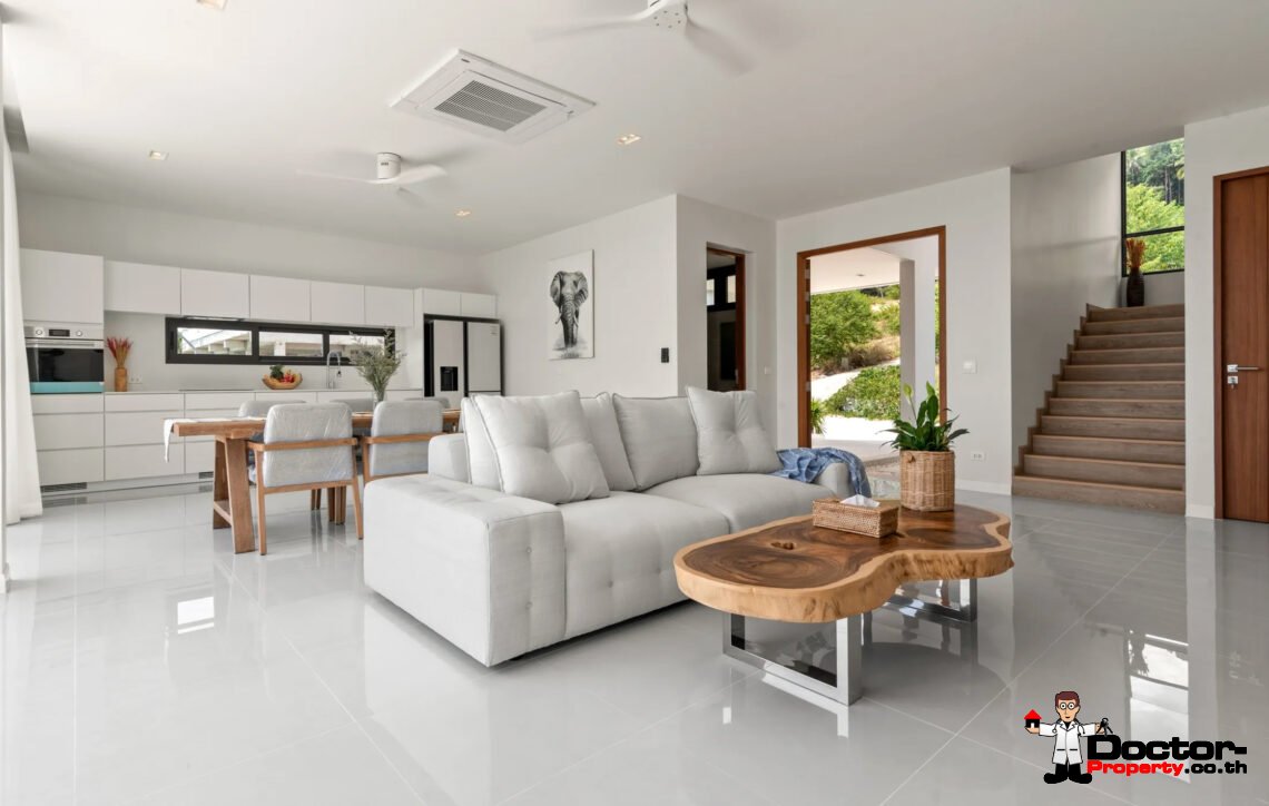 New 3 Bedroom Pool Villa with Partial Sea View in Ban Tai, Koh Samui – For Sale