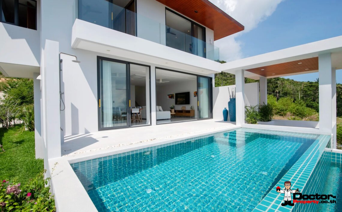 New 3 Bedroom Pool Villa with Partial Sea View in Ban Tai, Koh Samui – For Sale