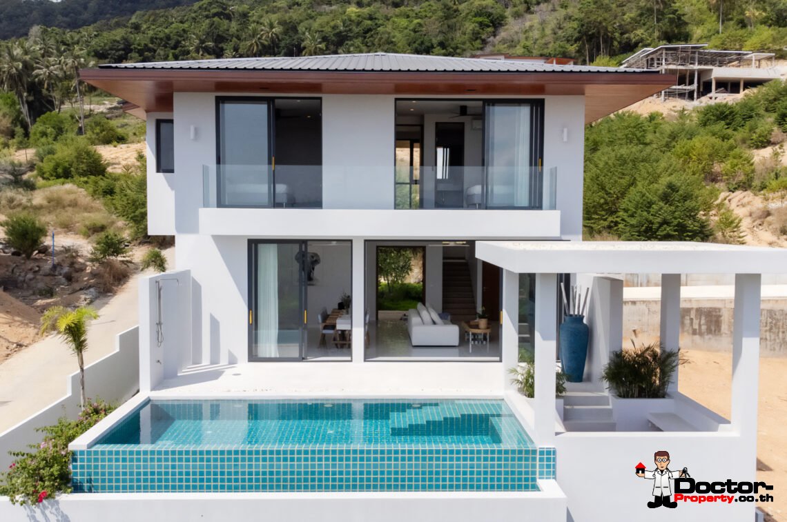 New 3 Bedroom Pool Villa with Partial Sea View in Ban Tai, Koh Samui – For Sale