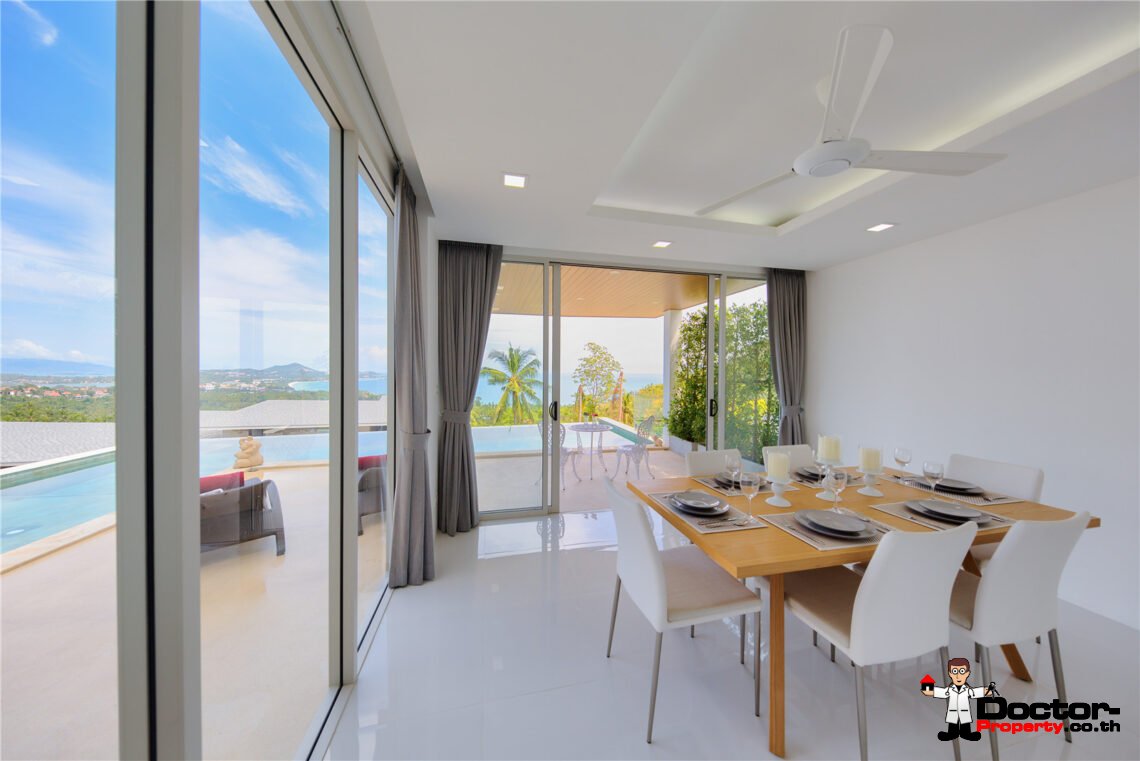 Modern 3 Bedroom Pool Villa with Sea View in Chaweng Noi, Koh Samui – For Sale