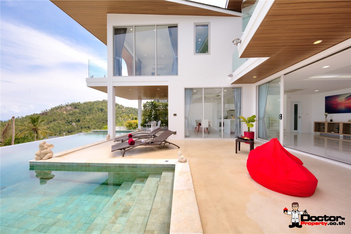 Modern 3 Bedroom Pool Villa with Sea View in Chaweng Noi, Koh Samui – For Sale