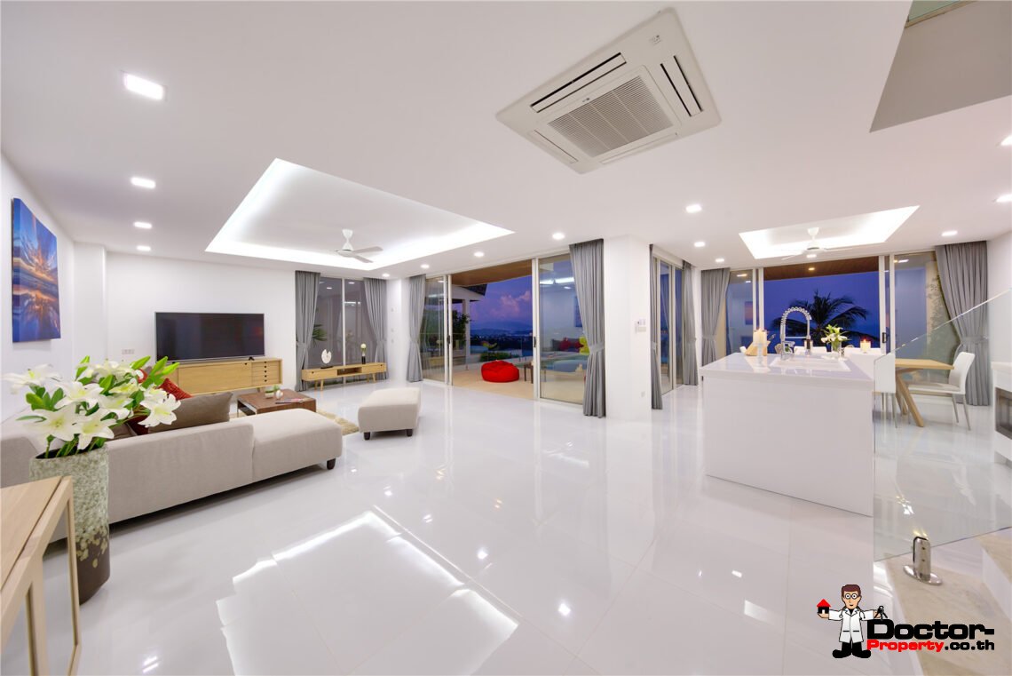 Modern 3 Bedroom Pool Villa with Sea View in Chaweng Noi, Koh Samui – For Sale