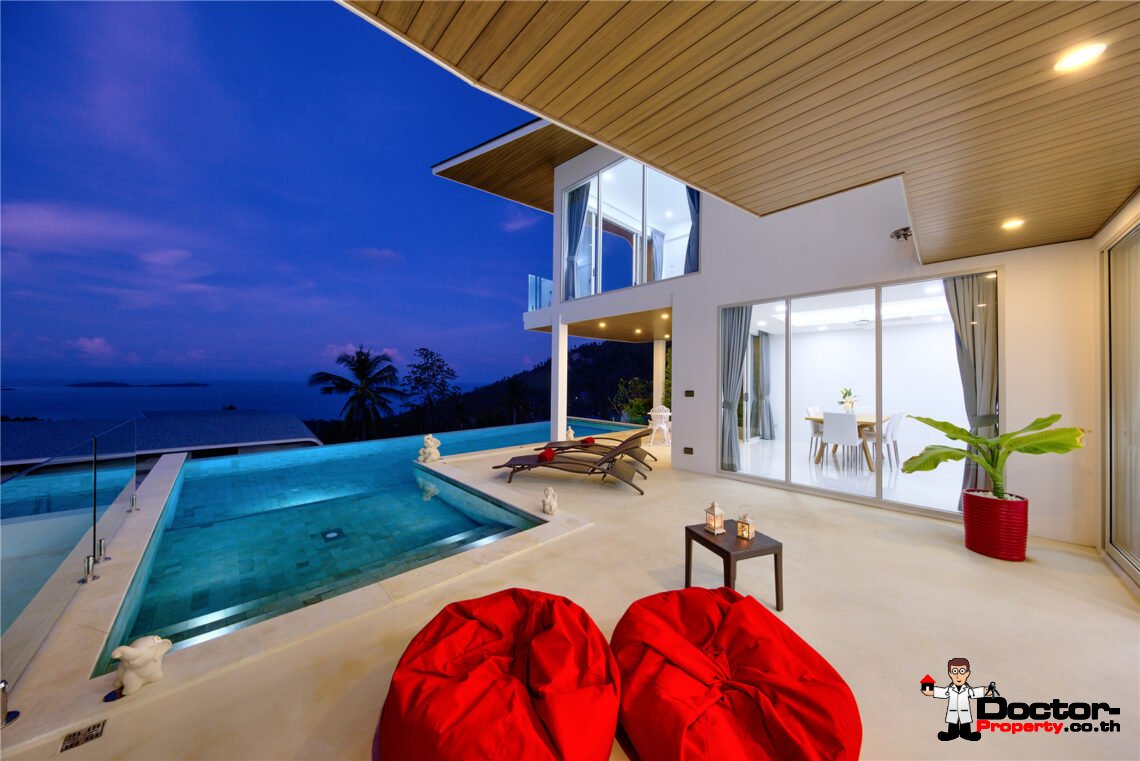 Modern 3 Bedroom Pool Villa with Sea View in Chaweng Noi, Koh Samui – For Sale