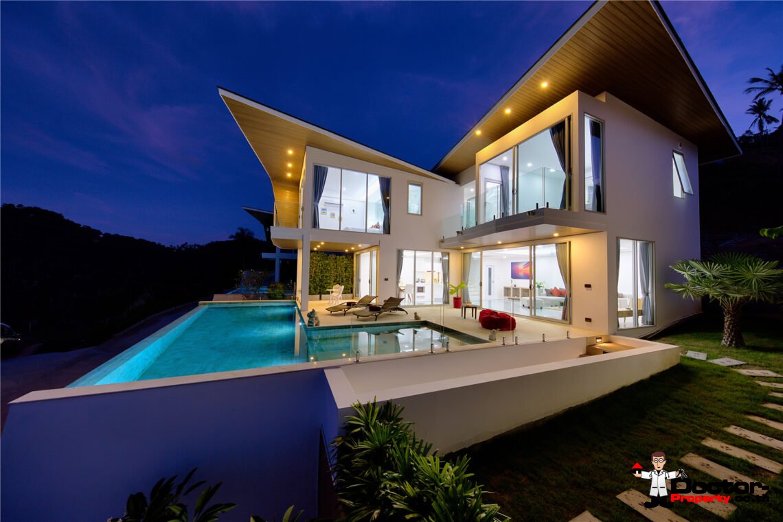 Modern 3 Bedroom Pool Villa with Sea View in Chaweng Noi, Koh Samui – For Sale