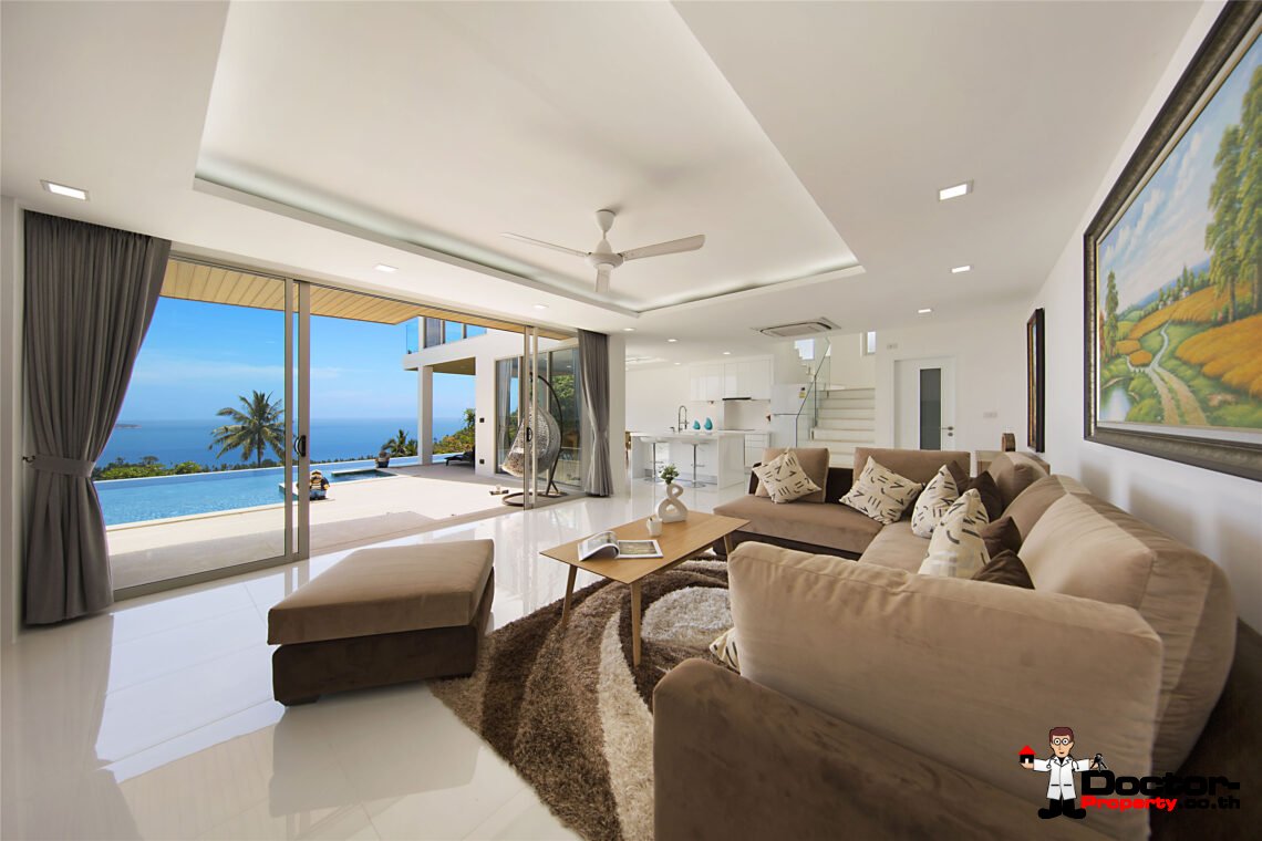 Modern 3 Bedroom Pool Villa with Sea View in Chaweng Noi, Koh Samui – For Sale