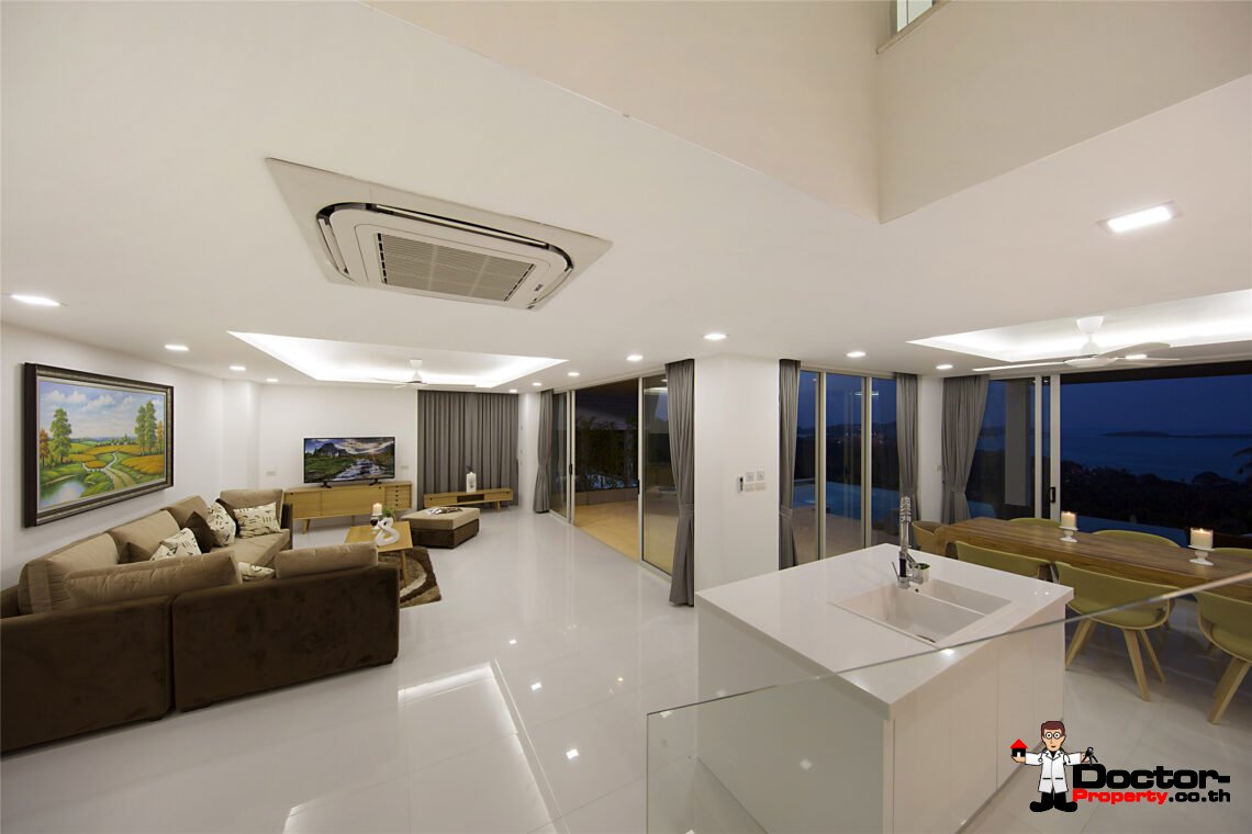 Modern 3 Bedroom Pool Villa with Sea View in Chaweng Noi, Koh Samui – For Sale