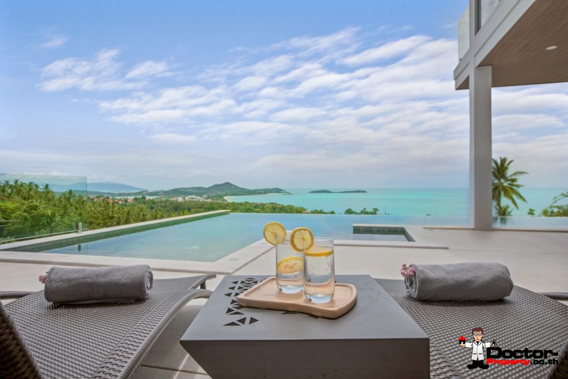 3 Bedroom Pool Villa with Sea View in Chaweng Noi, Koh Samui – For Sale
