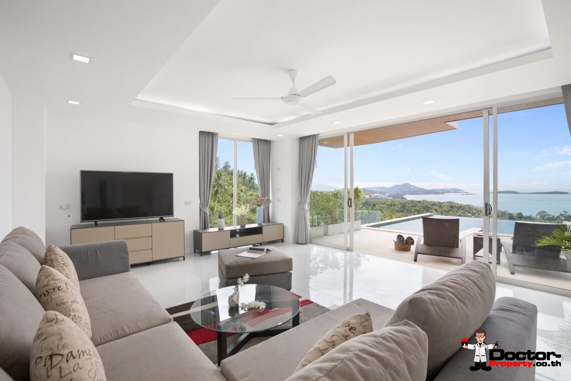 3 Bedroom Pool Villa with Sea View in Chaweng Noi, Koh Samui – For Sale