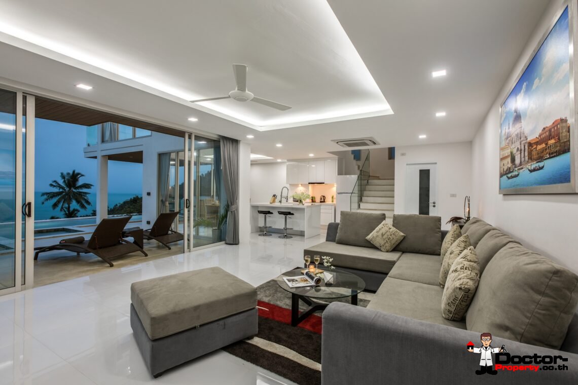 3 Bedroom Pool Villa with Sea View in Chaweng Noi, Koh Samui – For Sale