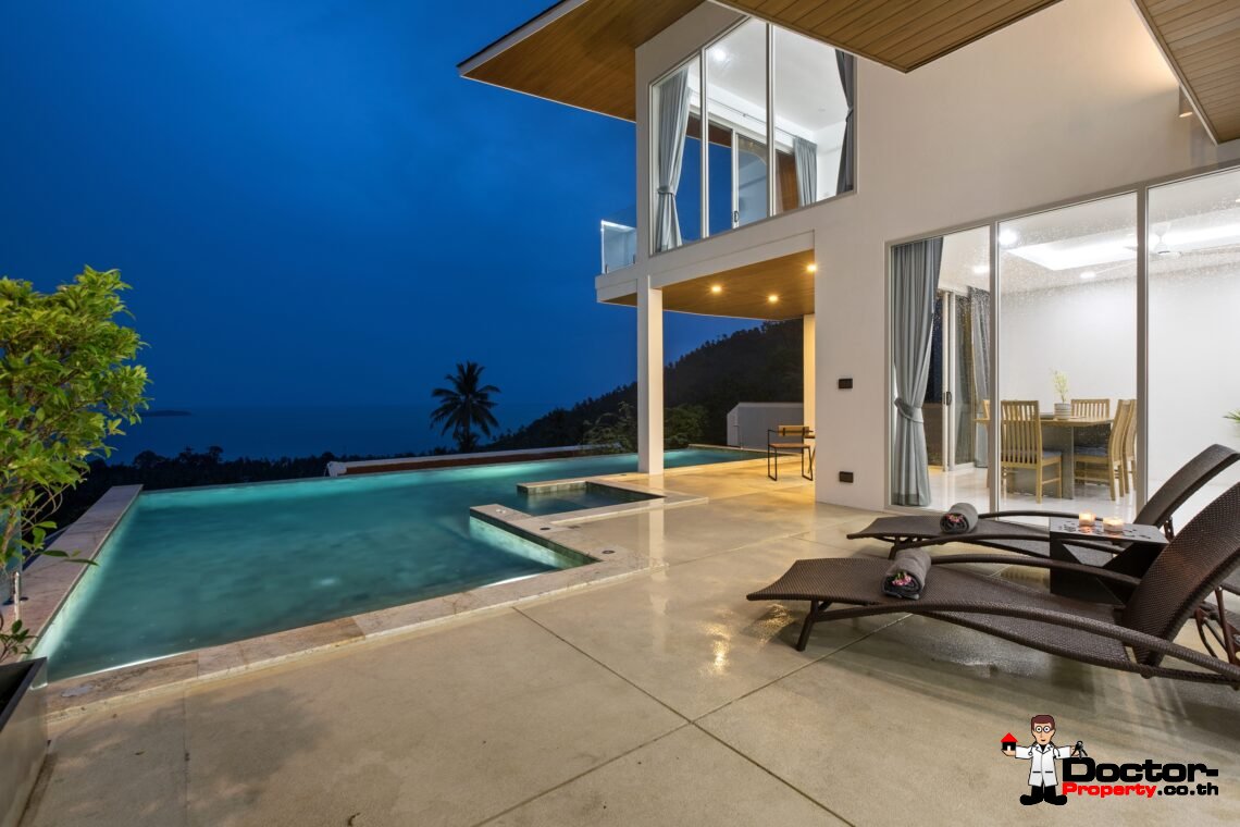 3 Bedroom Pool Villa with Sea View in Chaweng Noi, Koh Samui – For Sale