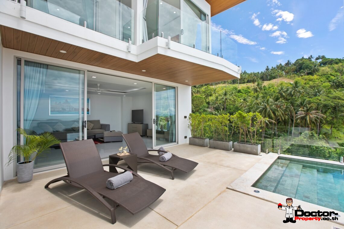 3 Bedroom Pool Villa with Sea View in Chaweng Noi, Koh Samui – For Sale