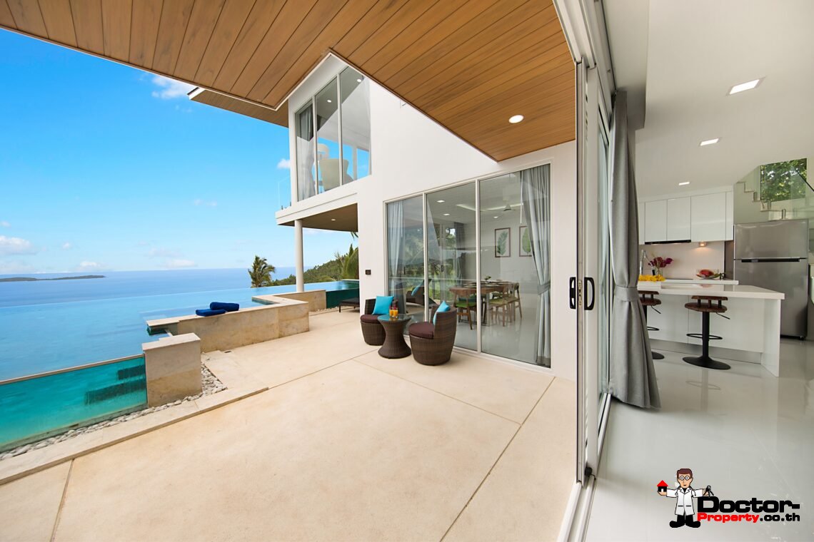 Modern 3 Bedroom Pool Villa with Sea View in Chaweng Noi, Koh Samui – For Sale