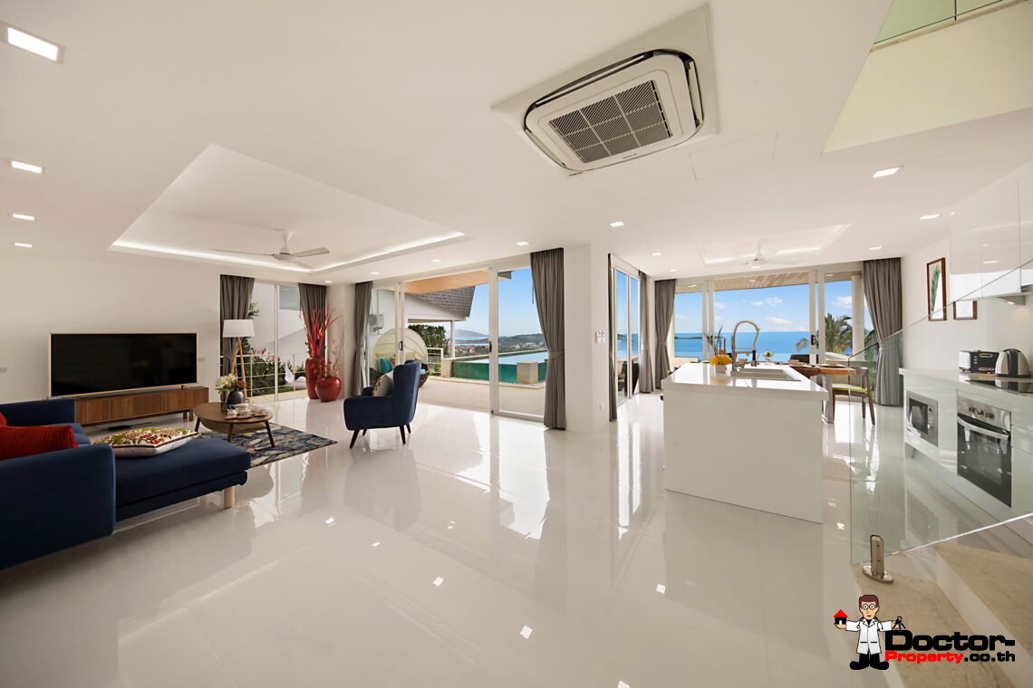 Modern 3 Bedroom Pool Villa with Sea View in Chaweng Noi, Koh Samui – For Sale