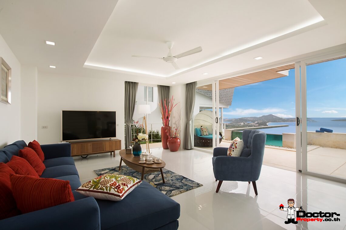 Modern 3 Bedroom Pool Villa with Sea View in Chaweng Noi, Koh Samui – For Sale