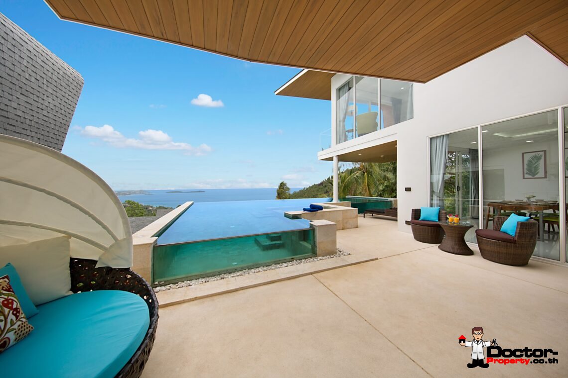 Modern 3 Bedroom Pool Villa with Sea View in Chaweng Noi, Koh Samui – For Sale