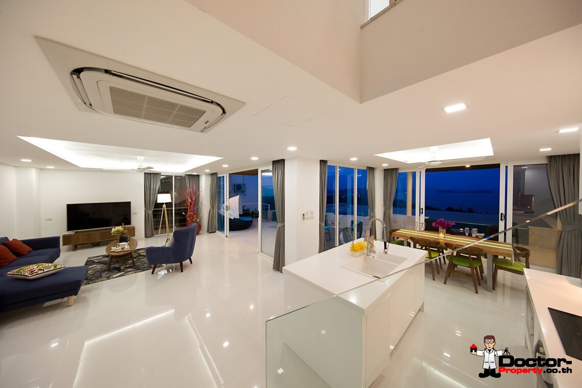Modern 3 Bedroom Pool Villa with Sea View in Chaweng Noi, Koh Samui – For Sale