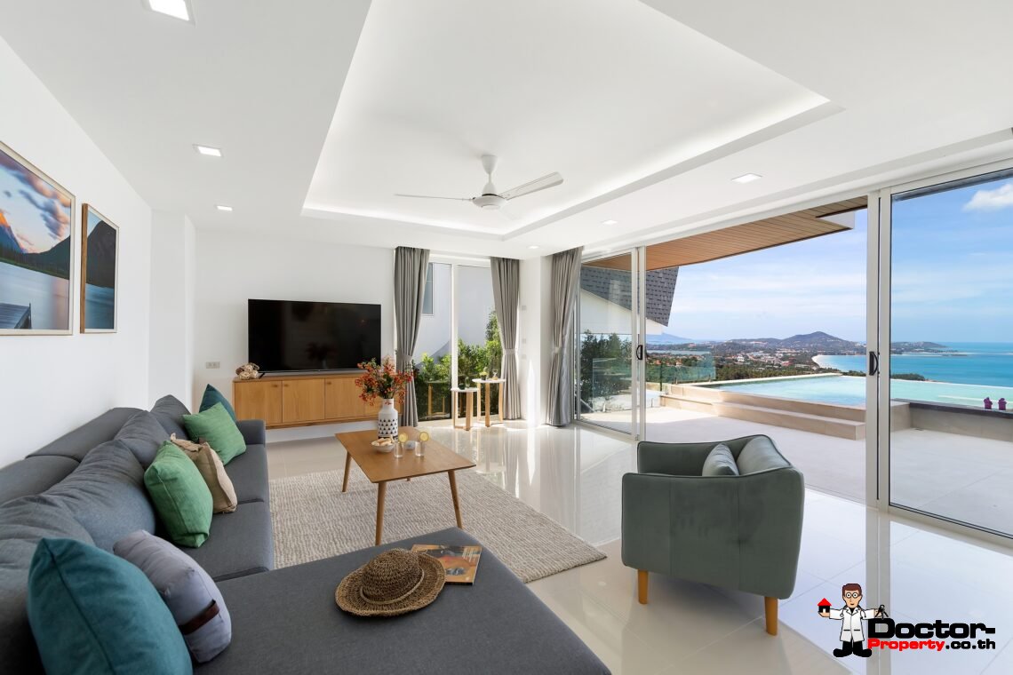 Modern 3 Bedroom Pool Villa with Sea View in Chaweng Noi, Koh Samui – For Sale