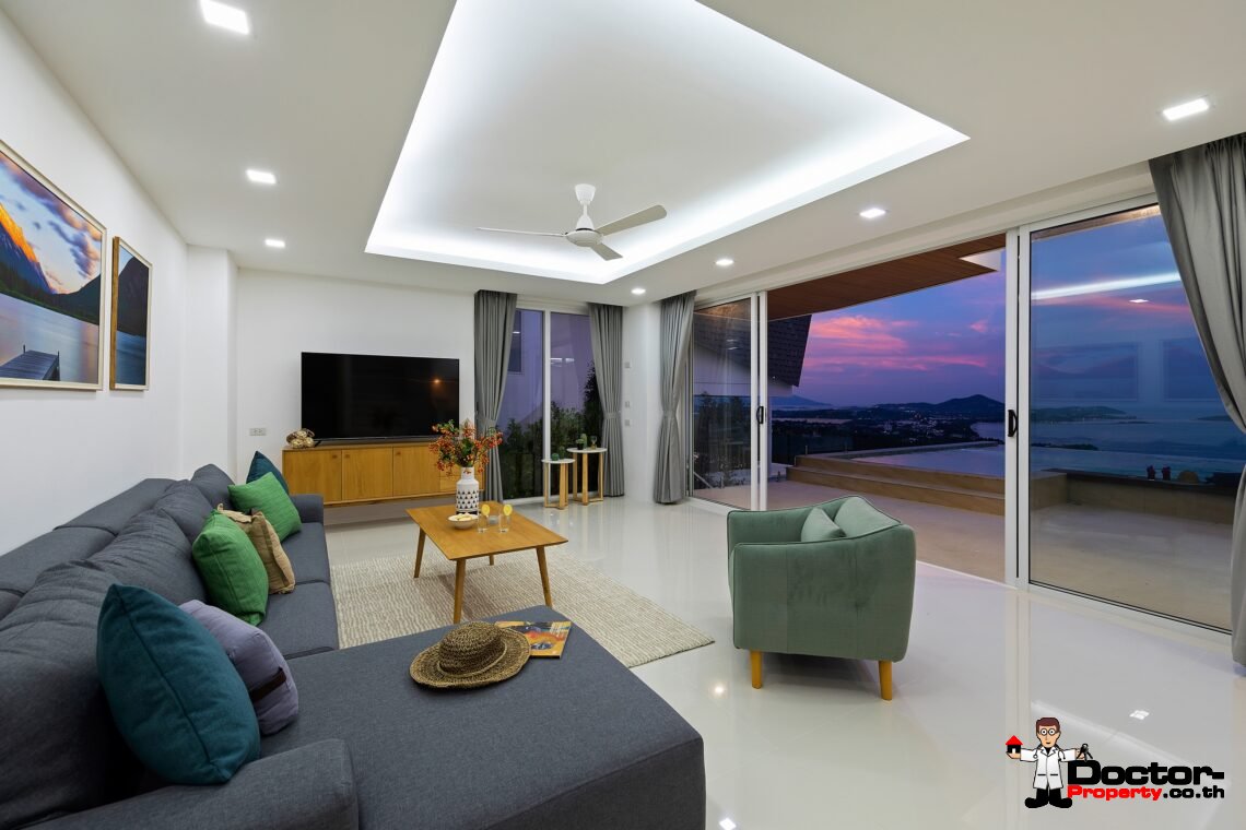 Modern 3 Bedroom Pool Villa with Sea View in Chaweng Noi, Koh Samui – For Sale