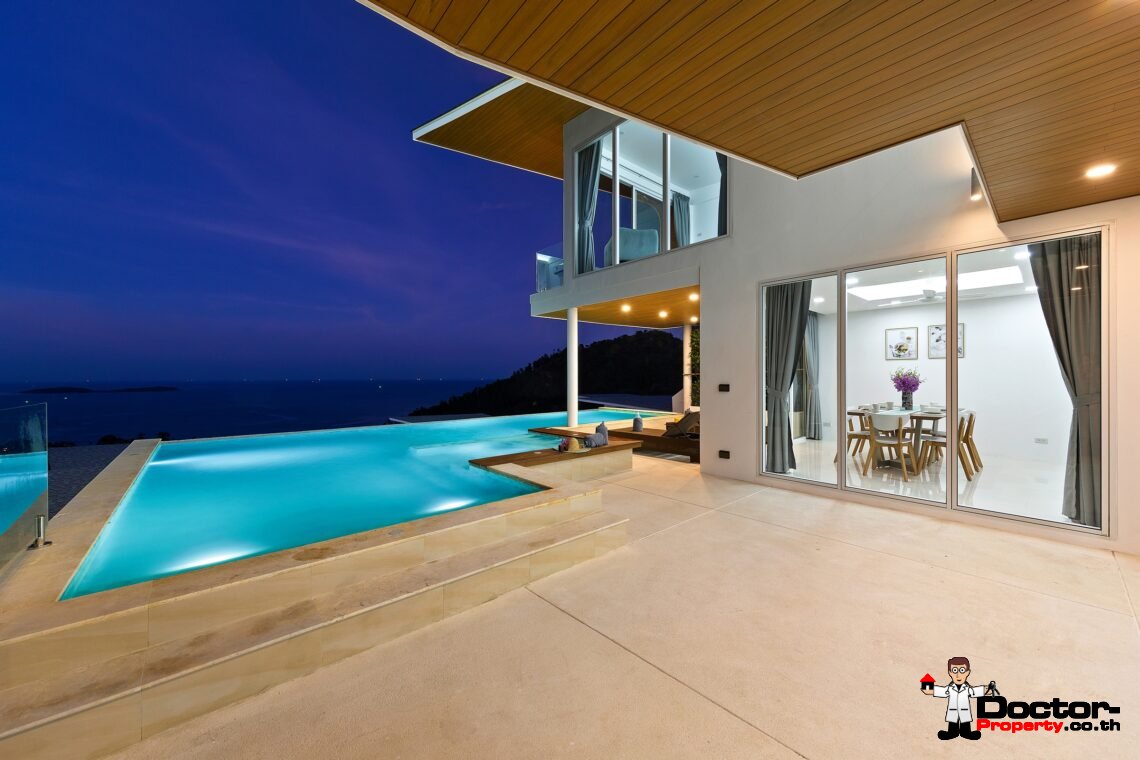 Modern 3 Bedroom Pool Villa with Sea View in Chaweng Noi, Koh Samui – For Sale