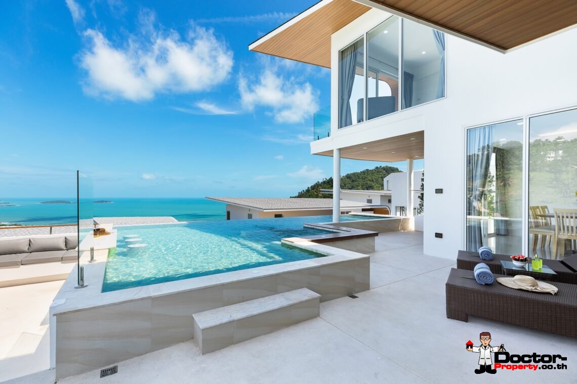 Modern 4 Bedroom Pool Villa with Sea View in Chaweng Noi, Koh Samui – For Sale