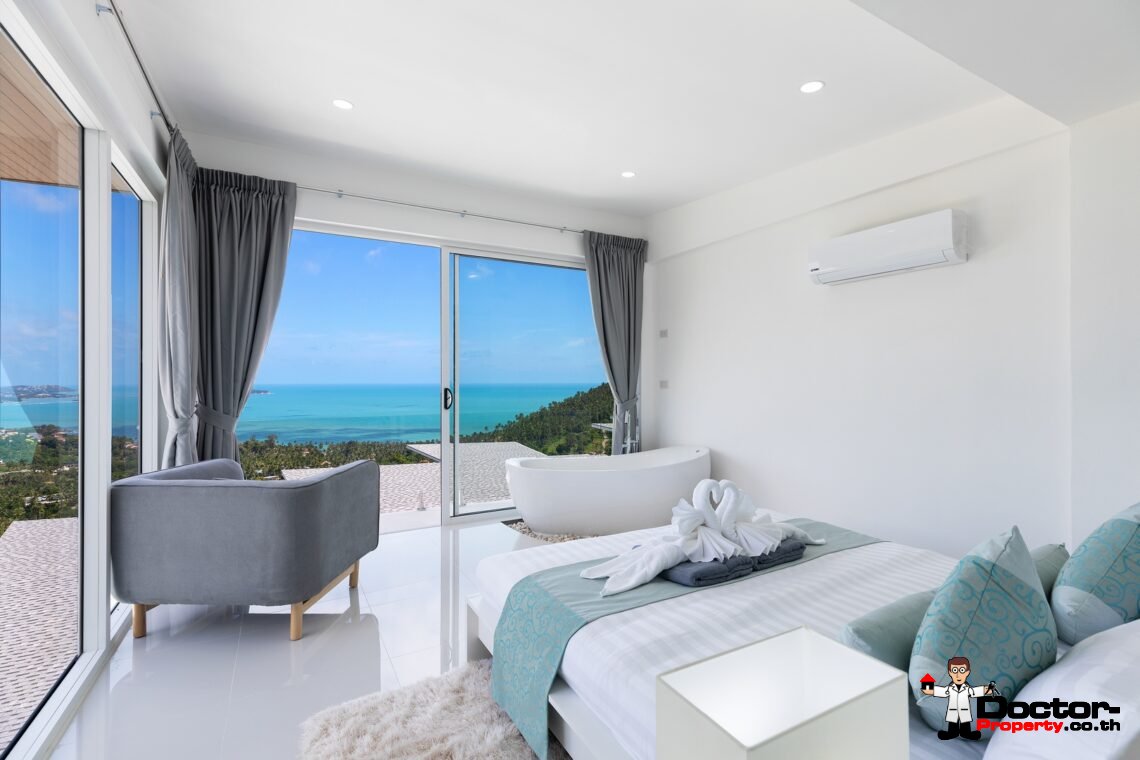 Modern 4 Bedroom Pool Villa with Sea View in Chaweng Noi, Koh Samui – For Sale