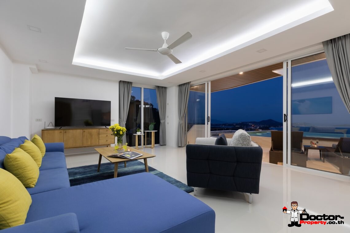 Modern 4 Bedroom Pool Villa with Sea View in Chaweng Noi, Koh Samui – For Sale