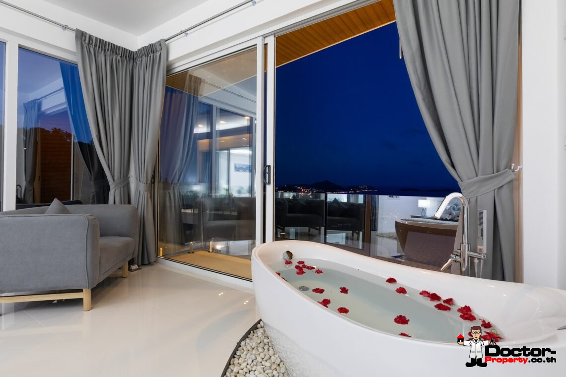 Modern 4 Bedroom Pool Villa with Sea View in Chaweng Noi, Koh Samui – For Sale