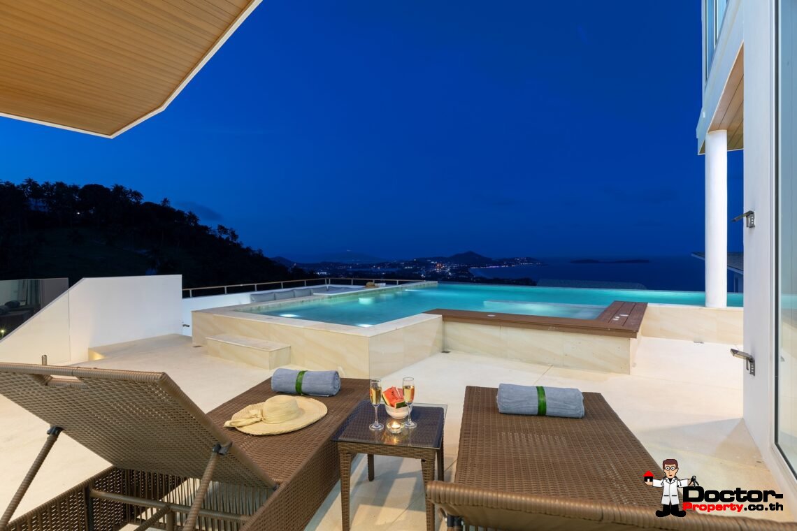 Modern 4 Bedroom Pool Villa with Sea View in Chaweng Noi, Koh Samui – For Sale