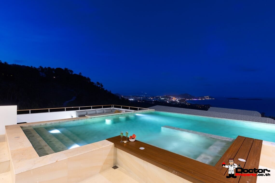 Modern 4 Bedroom Pool Villa with Sea View in Chaweng Noi, Koh Samui – For Sale