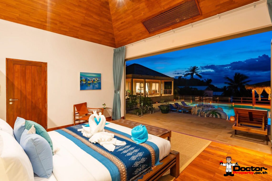 Spacious 5 Bedroom Pool Villa with Stunning Sea View in Angthong, Koh Samui – For Sale