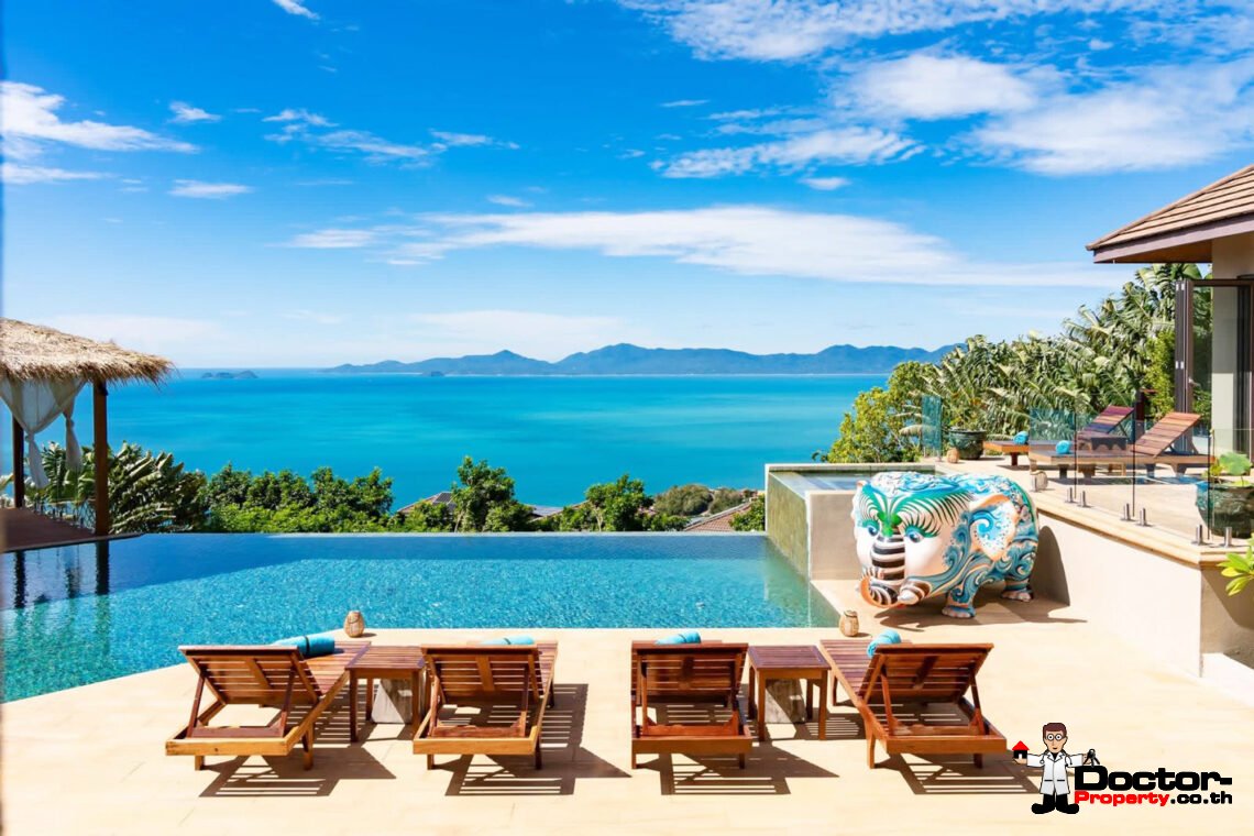 Spacious 5 Bedroom Pool Villa with Stunning Sea View in Angthong, Koh Samui – For Sale