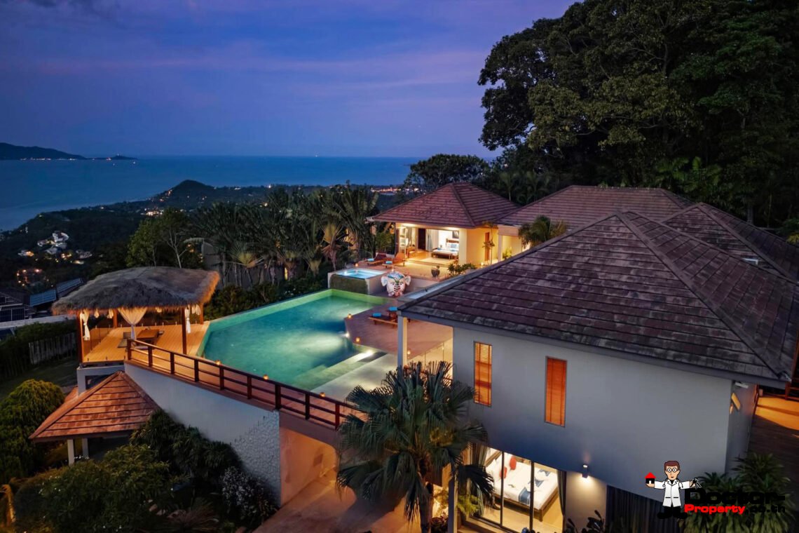 Spacious 5 Bedroom Pool Villa with Stunning Sea View in Angthong, Koh Samui – For Sale