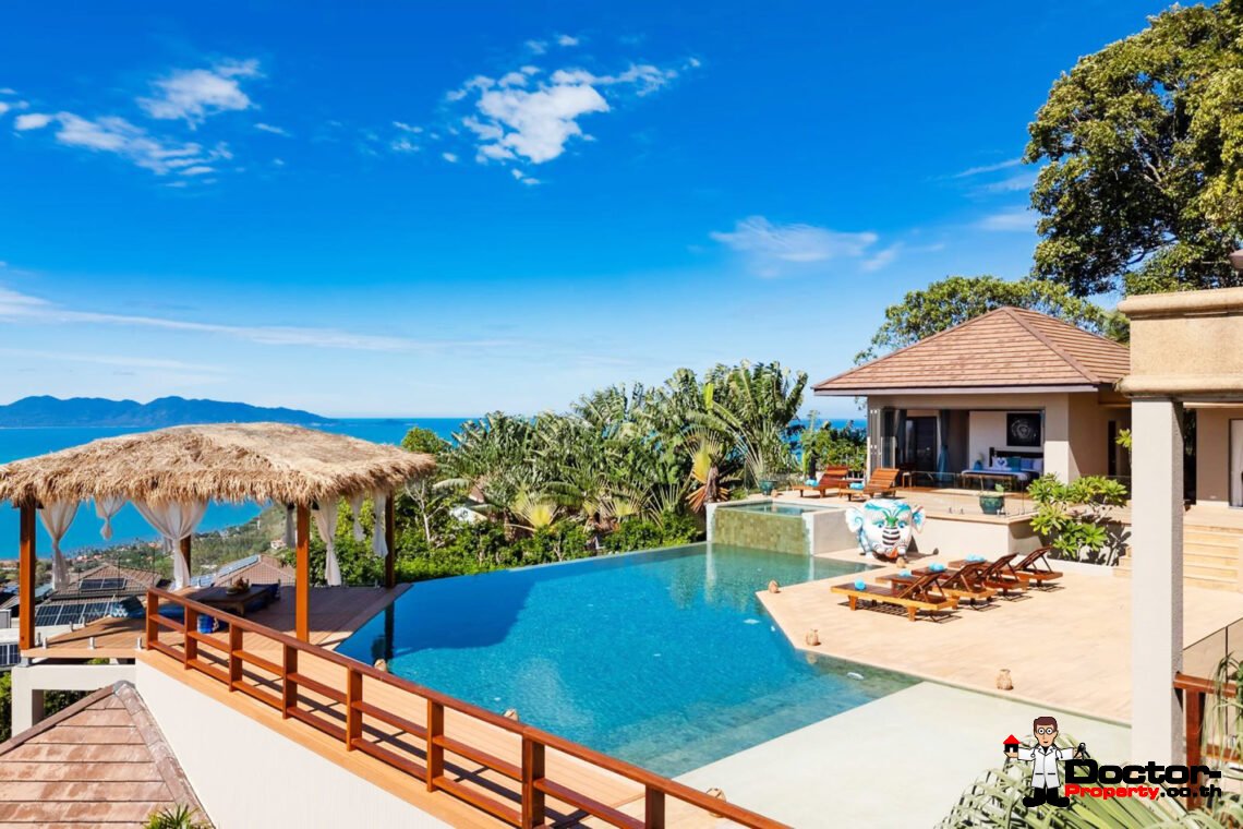 Spacious 5 Bedroom Pool Villa with Stunning Sea View in Angthong, Koh Samui – For Sale