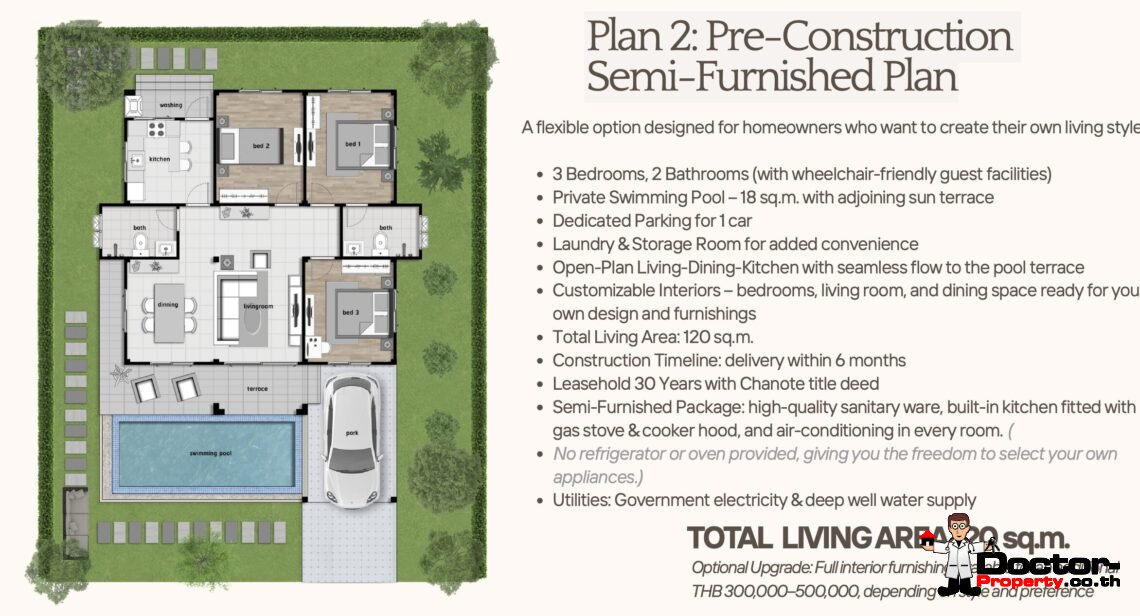 3 Bedroom House with Pool in Ban Tai, Koh Samui – For Sale